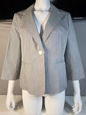 Halogen Pinstripe One-Button Blazer Size Large Petite